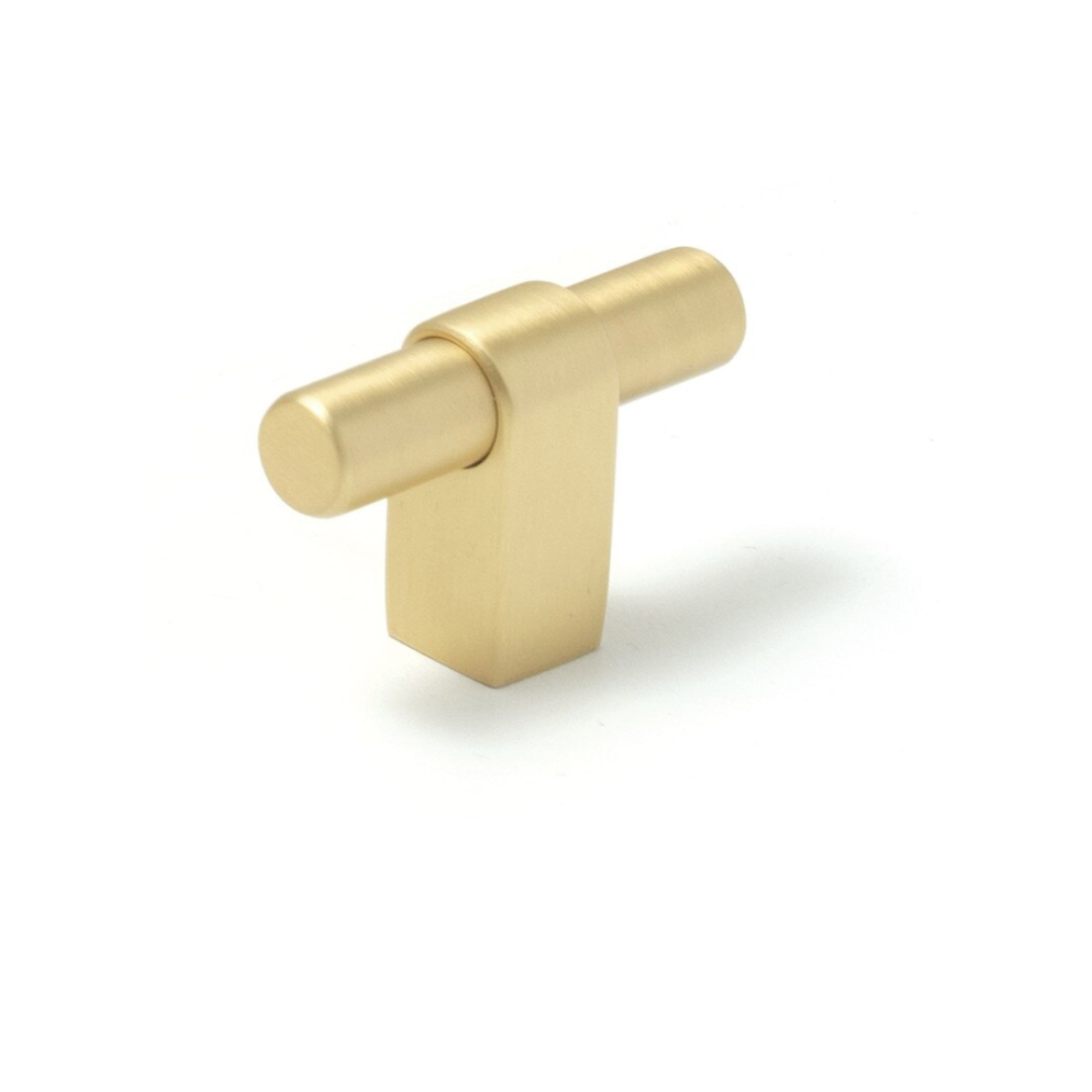 Maida T Knob - Brush Satin Brass