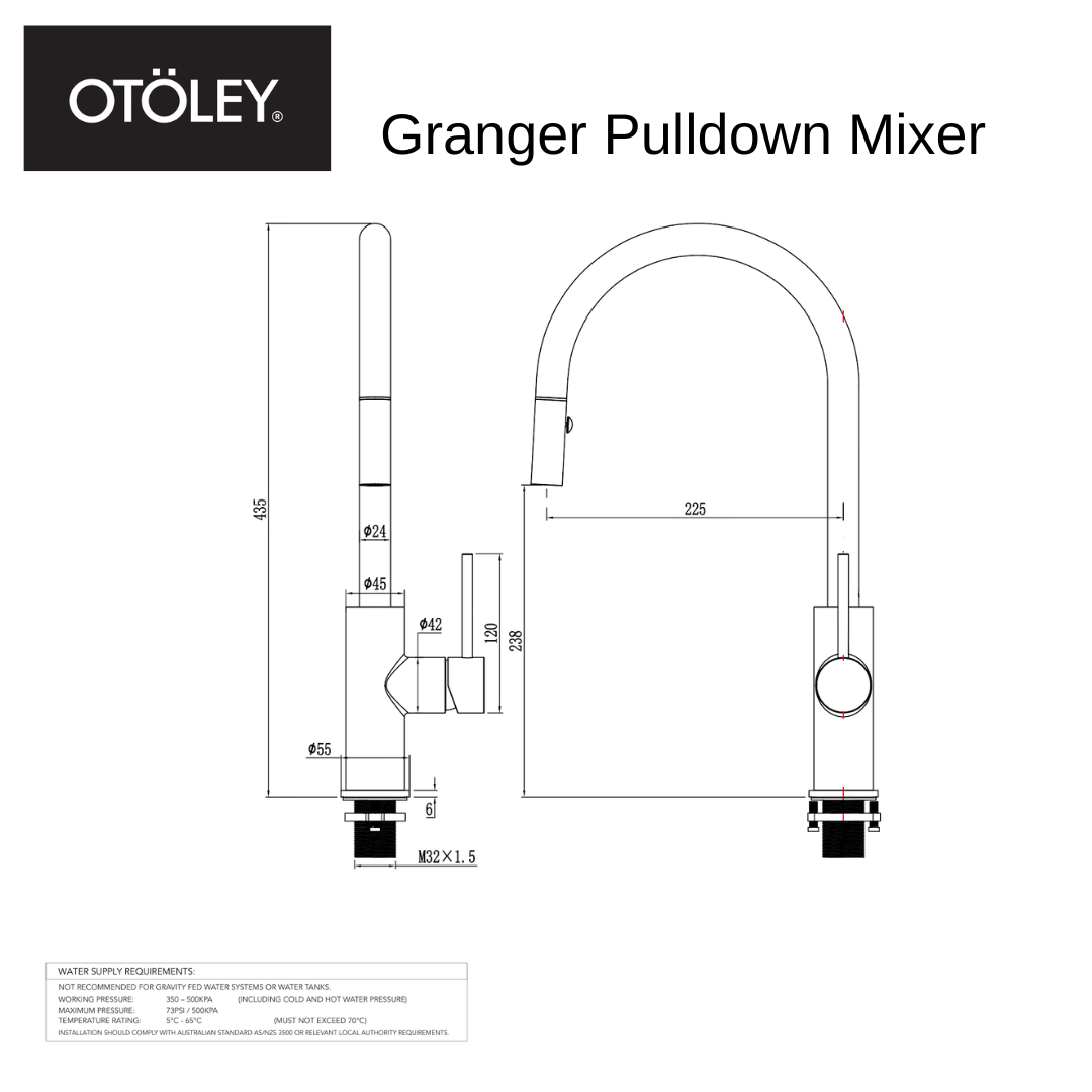 Granger Pullout Kitchen Tap - Brushed Nickel