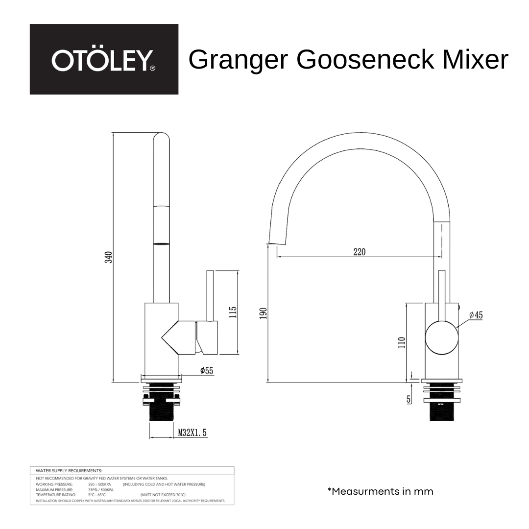 Granger Gooseneck Tap - Brushed Brass