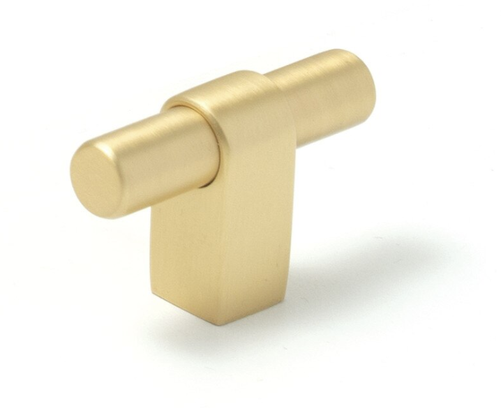 Maida T Knob - Brush Satin Brass