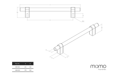 Maida Bar Handle 320mm - Antique Brass