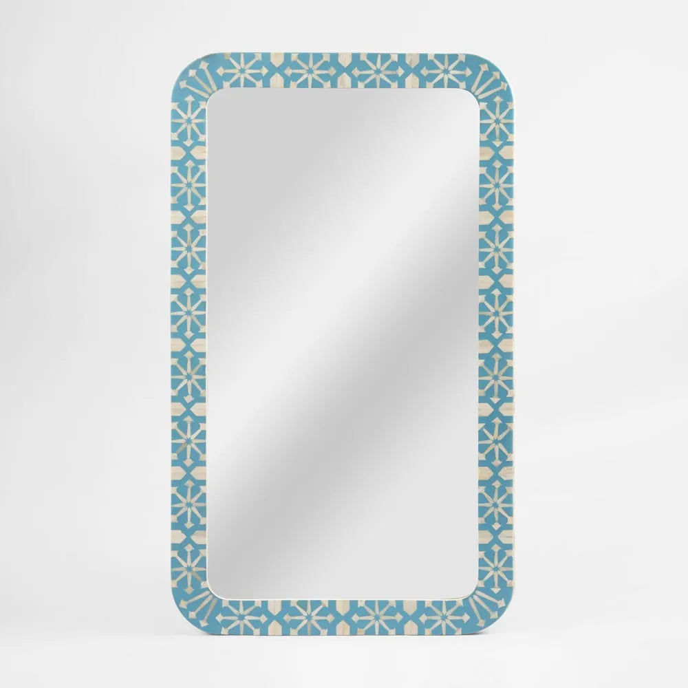 Adina Bone Inlay Mirror Aqua/White