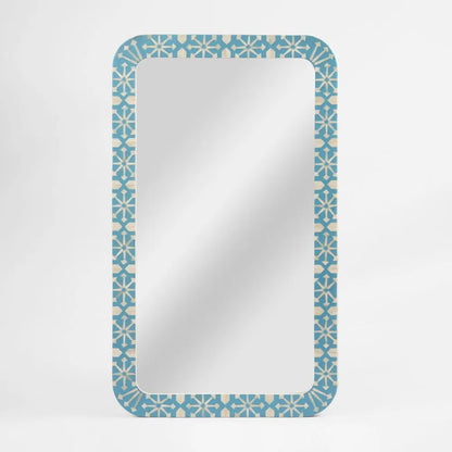 Adina Bone Inlay Mirror Aqua/White