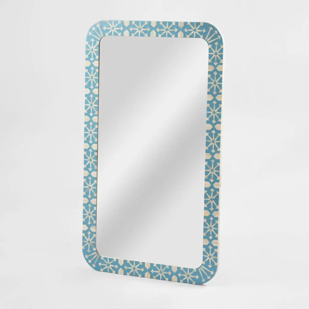 Adina Bone Inlay Mirror Aqua/White