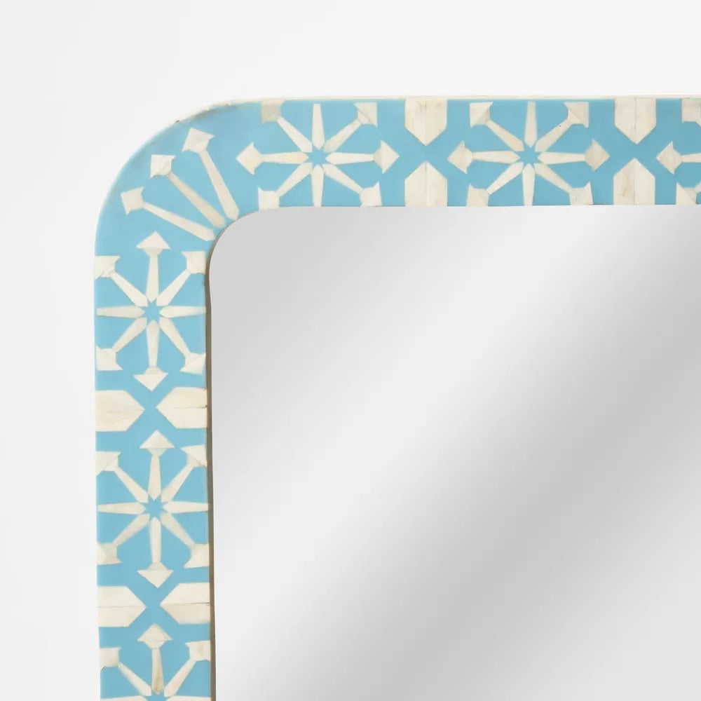 Adina Bone Inlay Mirror Aqua/White